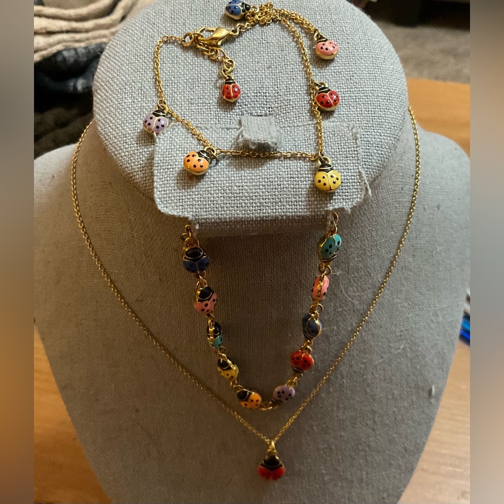 Joan Rivers: Lady bug 3piece set/bundle of bracelet, necklace and ankle bracelet